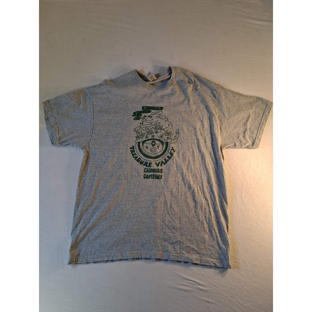 Treasure Valley Cannabis Company T-Shirt Mens XL Gray Gildan Hammer Dog Smoking